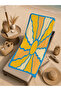 Yellow Blue Abstract Floral Pattern 70X150 Beach Towel - Digital Printed Bath Towel - 5