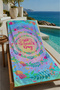 Pastel Batik Good Vibes Written 70X150 Beach Towel - Cotton Bath Towel