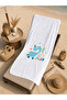 White Summer Themed 70X150 Beach Towel with Cute Animal Figures - Cotton Bath Towel - 5