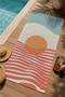 Mint Cream Orange Sunset and Striped Patterned 70X150 Beach Towel - Digital Printed Fade-Resistant Bath Towel - 3