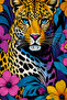 Colorful Tropical Tiger and Floral Pattern 70X150 Beach Towel - Cotton Bath Towel - 2