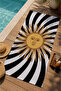 Black and White Ray Sun Face Patterned 70X150 Beach Towel - Cotton Bath Towel - 3