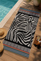 Black and White Zebra Patterned 70X150 Beach Towel - Digital Printed Fade-Resistant Bath Towel - 3