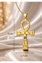 Stainless Steel Gold Color Mystical Ancient Egyptian Key of Life Ankh Pendant - 4