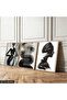Brush Drabeleri Female Silhouette 3 Piece Wooden Framed Painting Act - 2
