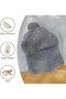 3-in-1 women's knit hat gray hooded scarf windproof earflap. - 4