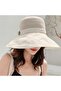 Women's mesh sun hat, foldable, wide brim with chin strap, perfect for the beach (beige) - 2
