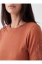 Two Mt Shop Quality Oval Collar Lace Detailed Women's T-Shirt - 3