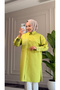 6594 - Stylish Comfortable Sleeve Cuff and Pocket Stone Detailed Woven Soft Fabric Women's Poplin Shirt-Tunic - 2