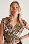 Maritsa Women's Sandy Draped Stretch Fabric Double-Breasted Patterned Blouse - 3