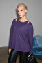 Zarreus Women's Off-Shoulder Stretchy Fabric Comfortable Fit Purple Blouse - 3