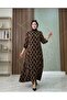 Patterned Daily Hijab Dress with Buttons and Pockets - 4