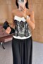 Black Lace White Corset - 5