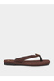 Brown Flat Flip-Flops with Gold Tone Metallic Detail