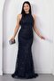 Halter neck beaded tulle dress 41091 - 5