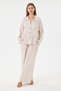 Women's Beige Italian 100% Linen Tie-Waist Shirt with Pants Linen Suit Size 40 - 46