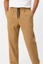 Men's Wrinkled Fabric Relaxed Fit Elastic Lace-Up Pocket Trousers - Beige - 2
