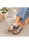 Women's glitter double buckle slippers - 2