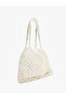 Knitted Textured Long Handle Lined Drawstring Large Mesh Shoulder Bag - 2