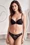 Women's Black Lace Supported Bra Set with Padded Accessories Lingerie Set - 2
