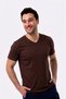 3-Pack Organic Cotton Men's Short Sleeve V-Neck T-Shirt (Khaki - Brown - Brick) - 6
