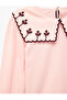 Floral Embroidered Cotton Balloon Sleeve Long Sleeve Baby Collar T-Shirt - 7