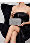 Anthracite Gray Platinum Striped Laser Patterned Women's Evening Dress Bag Wedding Engagement Graduation
