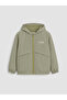 Lcw Kids Hooded Slogan Printed Boy's Coat