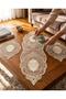 Marie Luxury French Lace Laced 3-Piece (32*100 - 32*48 - 32*48) Cappuccino Beige Living Room Set Luxury Runner Coffee Table Cover Set Dowry Console Room Table Cover - 2