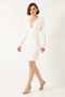 Women's White Dress with Gathered Sides - 3