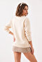 Women's Colorful Heart Printed Beige Sweatshirt - 2