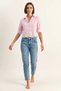 Women's Lace Detailed Striped Crop Pink Shirt - 3