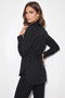 Women's Black Shirt with Lace Detail at the Waist and Tie at the Back - 4