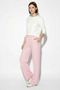 Women's Shawl Detailed Long Sleeve Basic T-Shirt with Elastic Waist Loose Pink Pants Set - 5