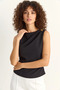 Women's Black Blouse with Metal Accessories and Draped Detail with Hidden Zipper - 5