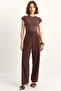 Women's Voluminous Pleated Bitter Brown Pants