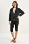 Women's Belted Lined Felt Black Jacket Coat - 2