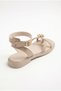 Women's Gold Ring Detailed Ankle Strap Flip-Flop Sandals Beige - 3