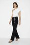Women's Spanish Flared Fabric Black Trousers with Scarf Belt Detail - 3