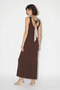 Women's Scarf Detailed Backless Slit Maxi Bitter Brown Dress - 6