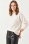 Women's Stone Embroidered Knitwear Ecru Sweater - 4