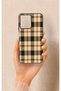Casper Via M40 Compatible Cream Plaid Patterned Silicone Case