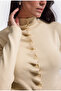 Women's Cream Beige W6-105 Buttoned Design Knitwear Cardigan - 4