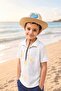 Boy's Gift: Beige Straw Fedora with Dinosaur Figure |   Chin-Strap Sun Protection Summer Beach Hat - 6