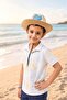 Boy's Gift: Beige Straw Fedora with Dinosaur Figure |   Chin-Strap Sun Protection Summer Beach Hat - 4