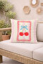 Pink Cherry Bow Framed Decorative Cushion Cover Retro Kitchen Decor 43X43 cm - 4