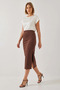 Women's Slit Suede Brown Skirt - 3