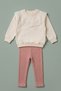 Girls' Ruffle Collar Sweatshirt and Ribbed Leggings Top and Bottom Set