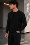 Men's Regular Fit Waffle Fabric Basic Crew Neck Long Sleeve Sweatshirt