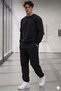 Men's Black Plain Crew Neck Sweatpants Set - 2